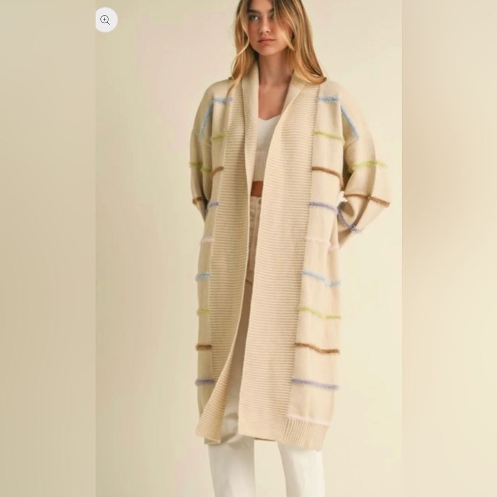 QUIANA MULTI COLOR STRIPE CARDIGAN FROM MABLE SIZE L